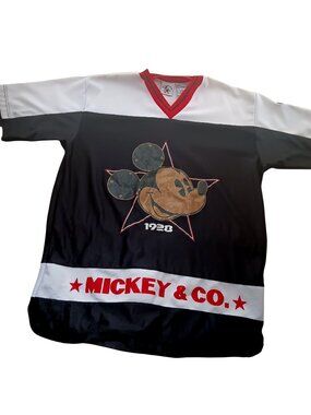 True Vintage Medium Hockey Jersey Disney Mickey & Co. 1928 V-Neck 1990s NWOT